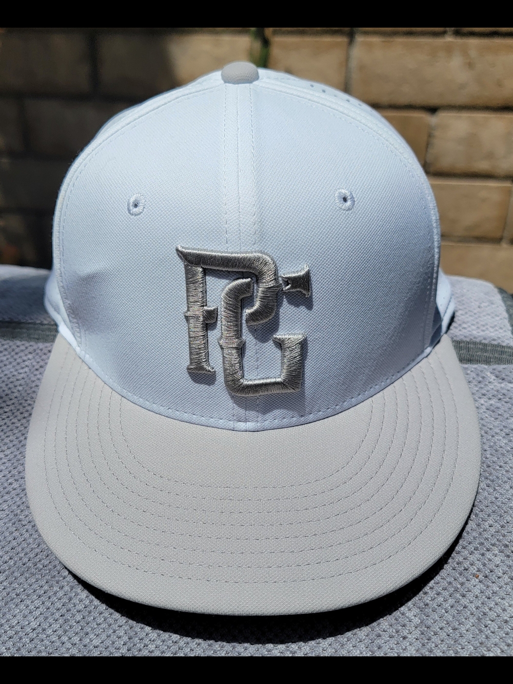 Perfect Game Fitted Baseball Hat White/Grey M/L